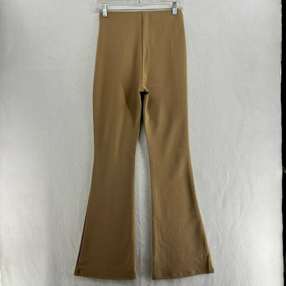 H&M Bell Bottom Pants Women's Sz S Brown Seamless Slim Fit Flare Leg Stretch - Picture 2 of 13